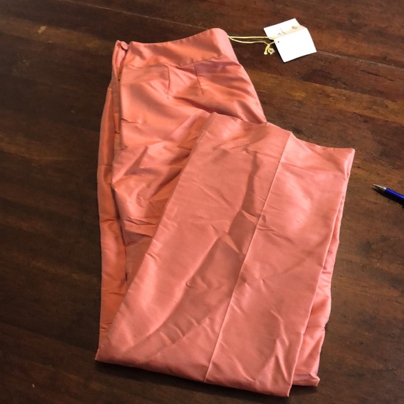 NWT Shantung Silk sz 8 peach Talbots Petites straight leg lined slacks - Picture 1 of 15